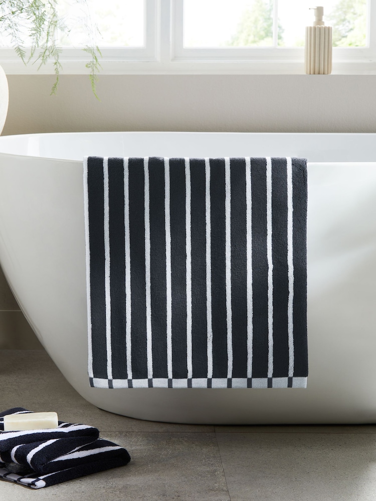 Blue Stripe Egyptian Cotton Towel - Image 3 of 7