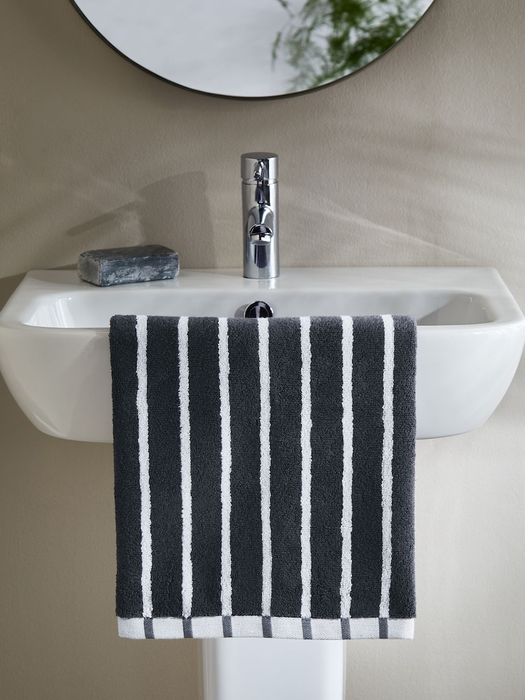 Blue Stripe Egyptian Cotton Towel - Image 4 of 7