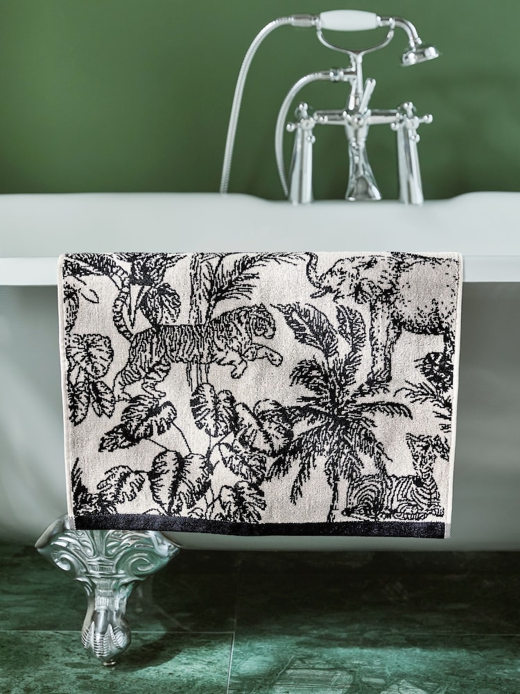 Monochrome Safari 100% Cotton Towel - Image 1 of 4