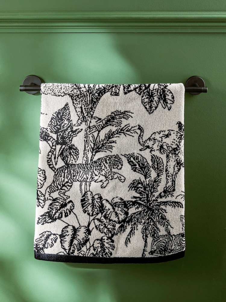 Monochrome Safari 100% Cotton Towel - Image 2 of 4