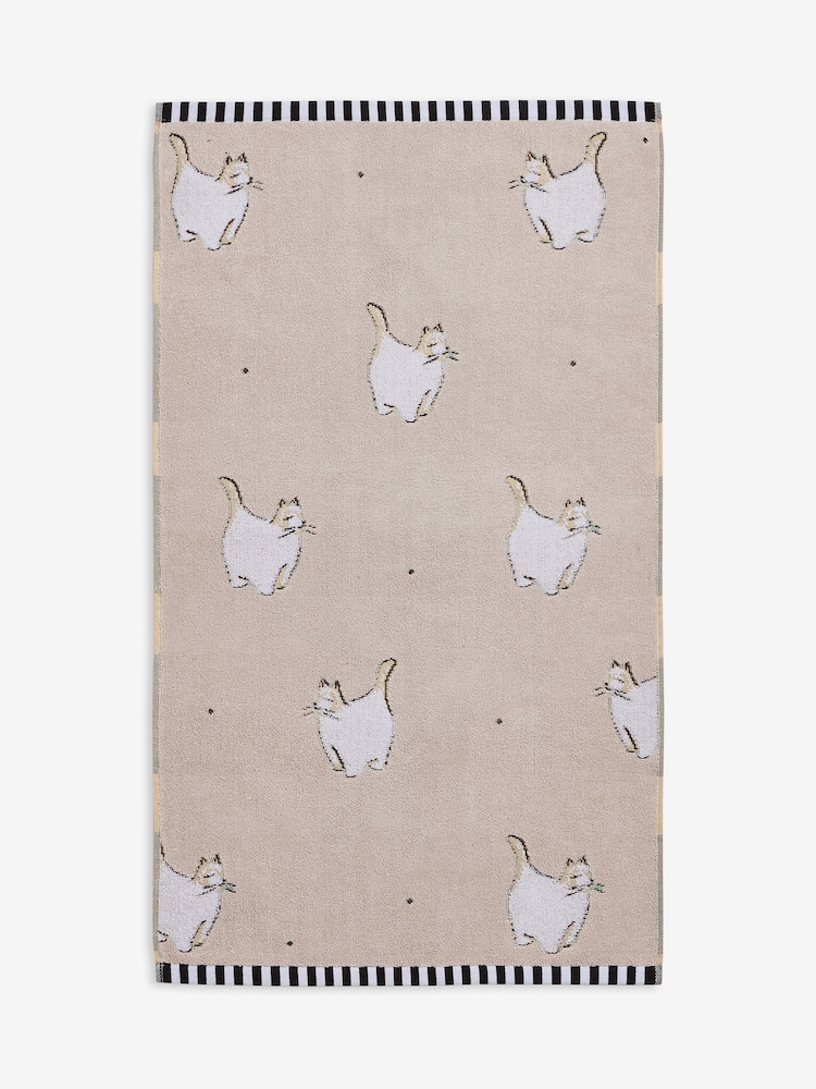 Natural Chester Cat 100% Cotton Towel - Image 3 of 4