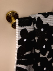 Monochrome Floral Print 100% Cotton Towel - Image 4 of 7