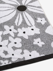 Monochrome Floral Print 100% Cotton Towel - Image 6 of 7