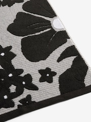 Monochrome Floral Print 100% Cotton Towel - Image 7 of 7