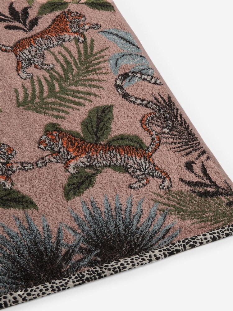 Pink Tiger Palm Print 100% Cotton Towel - Image 5 of 5