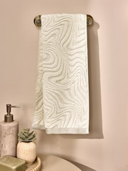 White Swirl 100% Cotton Hand Towel - Image 1 of 6