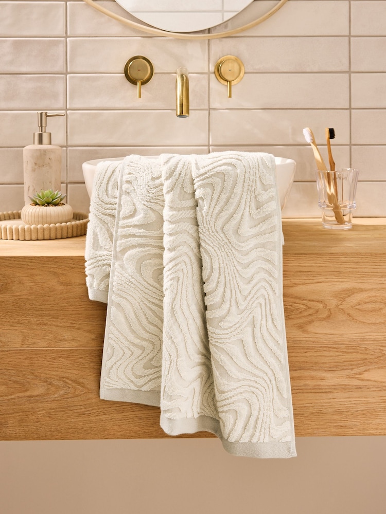 White Swirl 100% Cotton Hand Towel - Image 2 of 6