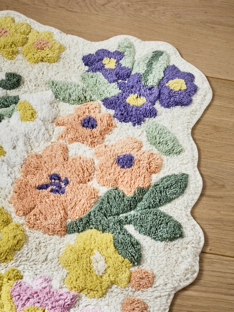 Multi Floral Print 100% Cotton Bath Mat - Image 2 of 4