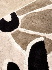 Black/White 100% Cotton Floral XL Bath Mat - Image 2 of 3