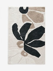 Black/White 100% Cotton Floral XL Bath Mat - Image 3 of 3