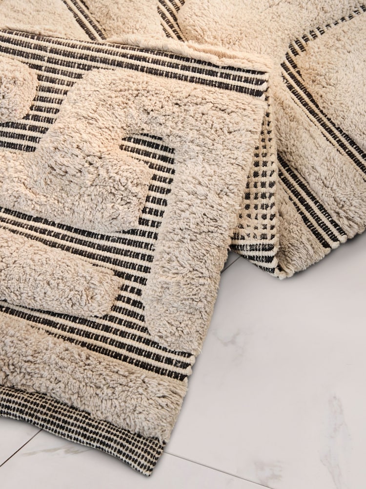 100% Cotton Textured Stripe Bath Mat - Bild 2 von 3