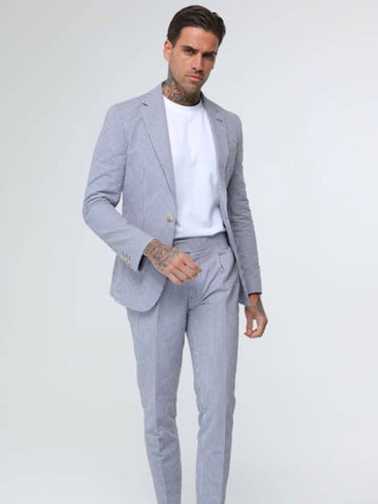 Harry Brown Deakin Cotton Linen Seersucker Regular Fit Blazer - Image 1 of 10
