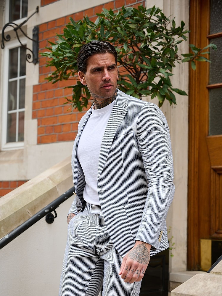 Harry Brown Deakin Cotton Linen Seersucker Regular Fit Blazer - Image 2 of 10