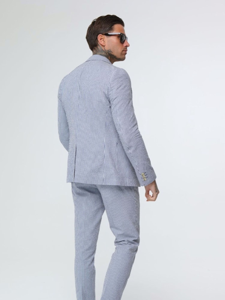 Harry Brown Deakin Cotton Linen Seersucker Regular Fit Blazer - Image 9 of 10