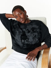 Washed Black Relaxed Fit Oversized Horse Graphic Sweatshirt - Image 1 of 7