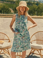 Joules Delphine Tennis Print Shift Dress With Linen - Image 1 of 7