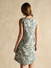 Joules Delphine Tennis Print Shift Dress With Linen - Image 3 of 7