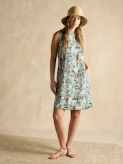 Joules Delphine Tennis Print Shift Dress With Linen - Image 4 of 7