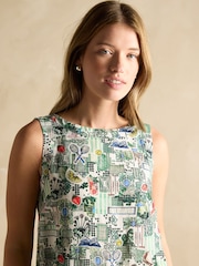 Joules Delphine Tennis Print Shift Dress With Linen - Image 5 of 7
