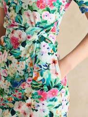 Joules Annabelle Green Floral Twist Jersey T-Shirt Dress - Image 3 of 7