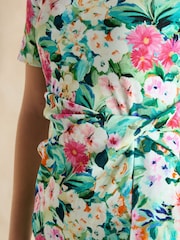 Joules Annabelle Green Floral Twist Jersey T-Shirt Dress - Image 6 of 7