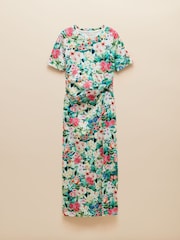 Joules Annabelle Green Floral Twist Jersey T-Shirt Dress - Image 7 of 7
