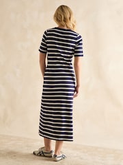 Joules Annabelle Navy/White Twist Jersey T-Shirt Dress - Image 2 of 6