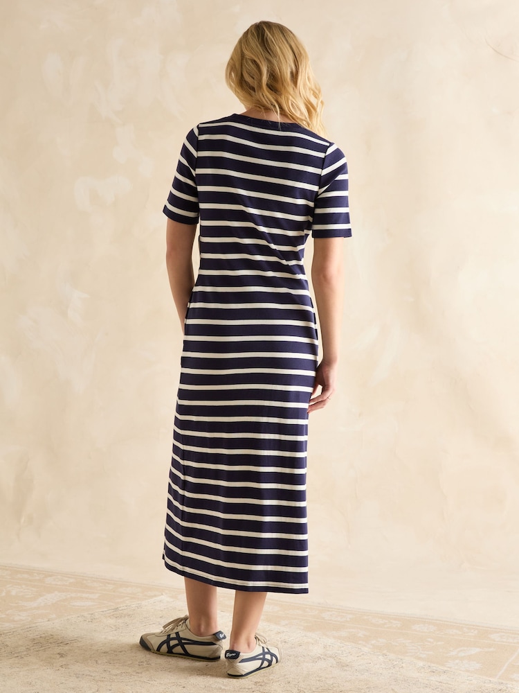 Joules Annabelle Navy/White Twist Jersey T-Shirt Dress - Image 2 of 6