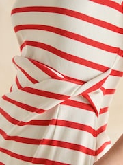 Joules Annabelle Red/White Twist Jersey T-Shirt Dress - Image 6 of 7