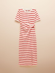 Joules Annabelle Red/White Twist Jersey T-Shirt Dress - Image 7 of 7