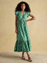 Зеленый - Joules Winnie Frill Shoulder Dress - Изображение 1 из 9