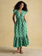 Зеленый - Joules Winnie Frill Shoulder Dress - Изображение 3 из 9