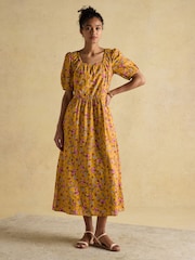 Joules Harlow Yellow Floral Broderie Dress - Image 6 of 10