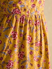 Joules Harlow Yellow Floral Broderie Dress - Image 7 of 10