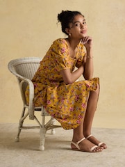 Joules Harlow Yellow Floral Broderie Dress - Image 9 of 10