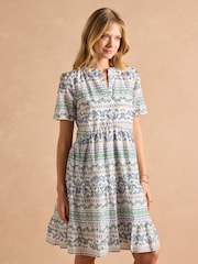 Joules Ariella Blue Cotton Tiered Dress - Image 1 of 7
