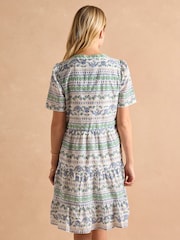 Joules Ariella Blue Cotton Tiered Dress - Image 2 of 7