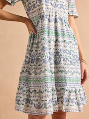 Joules Ariella Blue Cotton Tiered Dress - Image 5 of 7