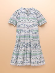 Joules Ariella Blue Cotton Tiered Dress - Image 7 of 7
