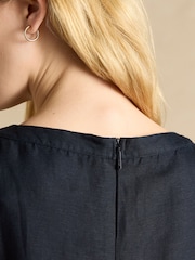 Joules Delphine Navy Shift Dress With Linen - Image 5 of 6