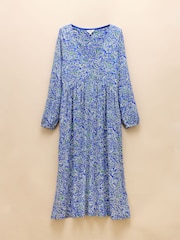 Joules Nia Blue V-Neck Long Sleeve Midaxi Dress - Image 6 of 6