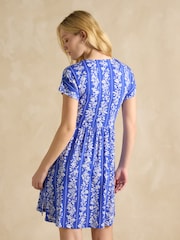 Joules Nia Blue Jersey V-Neck Dress - Image 2 of 7