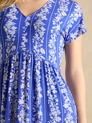Joules Nia Blue Jersey V-Neck Dress - Image 6 of 7