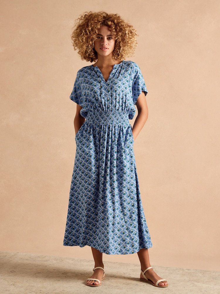 Joules Rosie Blue Midi Dress - Image 1 of 11