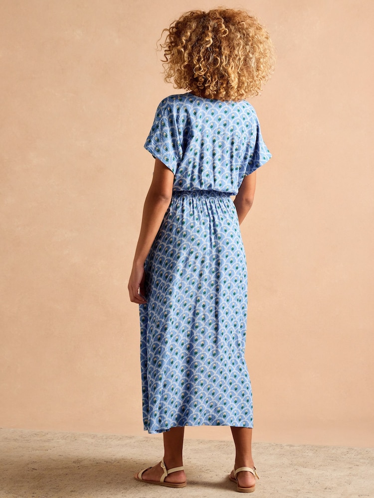 Joules Rosie Blue Midi Dress - Image 2 of 11 Joules Rosie Blue Midi Dress - Image 2 of 11