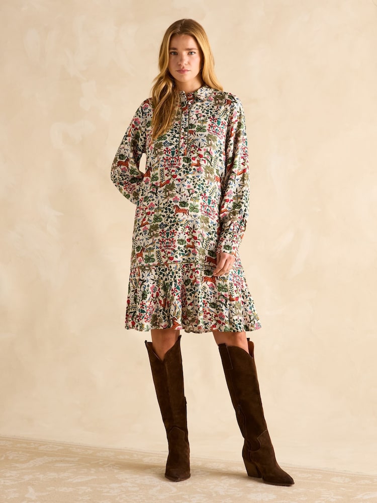 Joules Lydia Multi Long Sleeve Shirt Dress - Image 1 of 5