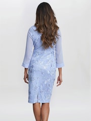 Gina Bacconi Blue Daisy Crepe Dress With Embroidery - Image 2 of 6