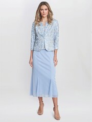 Gina Bacconi Blue Joyce Midi Dress With Embroidered Lace - Image 1 of 6
