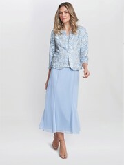 Gina Bacconi Blue Joyce Midi Dress With Embroidered Lace - Image 3 of 6