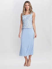 Gina Bacconi Blue Joyce Midi Dress With Embroidered Lace - Image 4 of 6